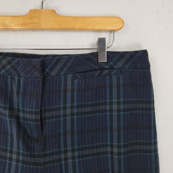 J Jill Pants Womens 16 Blue Tartan Plaid Premium Bi Stretch Straight Leg Classic - Picture 2 of 12
